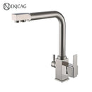 GobekUsa Dual Outlet Gold Kitchen Faucet for Purified Water Hot & Cold Basin Sink