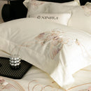 GobekUsa Luxe Butterfly Flowers Embroidery Bedding Set 800TC Egyptian Cotton Duvet Covers Sheets Pillowcases
