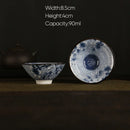 GobekUsa Blue and White Porcelain Hand-Painted Tea Cups - Set of 1