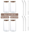 GobekUsa Glass Cup Set with Bamboo Lid: Bubble Tea, Coffee, Wine, Milk Tea Mug.