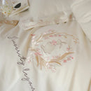 GobekUsa Brushed Volcanic Fleece Cotton Duvet Cover Set with Embroidered Details
