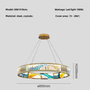GobekUsa Circle Steel LED Pendant Chandelier, Modern Dimmable Lighting for Living Room Home Decor