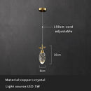 GobekUsa Crystal Copper Pendant Lights Gold Home Decor Glass Hanging Lamp
