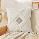 GobekUsa Boho Beige White Tufted Tassel Cushion Cover Linen Cotton Embroidered Pillow Case