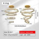 GobekUsa Golden Crystal Chandelier: Nordic Modern Luxury LED Hanging Halo for Living Room