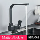 GobekUsa 360° Rotating Black Kitchen Faucet, Deck Mount Sink Mixer Tap, 304 Stainless Steel