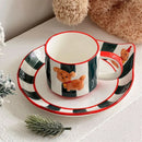 GobekUsa Kawaii Animal Ceramic Drinkware Set: Coffee Cup, Dessert Plate, Cute Dog Mug