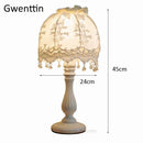 GobekUsa Lace Fabric Table Lamp Led Desk Light for Home Wedding Decor Bedroom