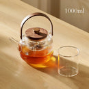 GobekUsa Glass Teapot Set with Wooden Handle and Cover