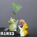 GobekUsa Cute Frog Succulent Flower Pot Ceramic Garden Plant Pot Frog Shape Pot