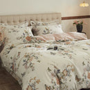 GobekUsa Butterfly Blooming Flowers Print 100% Egyptian Cotton Bedding Set