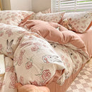 GobekUsa Cotton Flower Printed Comforter Set: Breathable Double-Layer Yarn, Soft Bedding for Girls