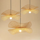 GobekUsa Bamboo Chandelier: Handwoven Rattan Pendant Light for Kitchen, Bar, & Restaurant - LED E27