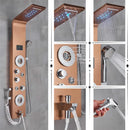 GobekUsa LED Rainfall Shower Panel System Black/Brushed Finish