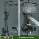 GobekUsa Digital Rainfall Shower System Mixer Set 4-way Bathroom Faucets Kit