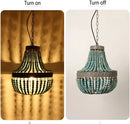 GobekUsa Blue Wood Beads Ceiling Chandelier Pendant Lamps