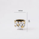 GobekUsa Geometric Gold Leaf Relief Ceramic Vase - Elegant Hand-Appliqued Flower Pot Home Decor