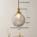 GobekUsa Glass Copper LED Hanging Light: Nordic Pendant Lamp, Living Room Bedroom Coffee Knob Switch