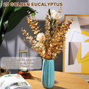 GobekUsa Golden Eucalyptus Leaves Stem x10 - Artificial Autumn Wedding DIY Decoration