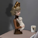GobekUsa Bowknot Cat Girl Statue: Cute Home Decor for Living Room, Bedroom, Desktop