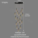 GobekUsa Crystal Chandelier LED Staircase Lamp for Elegant Living Room, Kitchen, and Restaurant