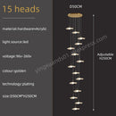 GobekUsa Gold Acrylic Chandeliers LED Pendant Lamp Modern Staircase Living Room Lighting