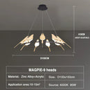 GobekUsa Gold Magpie Bird Ceiling Chandelier | Modern LED Ring Light for Dining Room & Decor