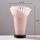 GobekUsa Large Glass Vase with Lotus Leaf Edge for Home Decor