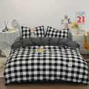 GobekUsa Japanese Grid Print Bedding Set for All Seasons, Queen/King Size Quilt Cover