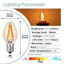 GobekUsa 1W LED Filament Edison Candle Light Bulb 2200K Dimmable Gold Glass