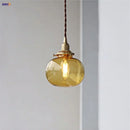 GobekUsa Amber Glass Ball LED Pendant Light, Modern Nordic Hanging Lamp for Home Decor