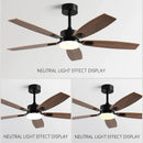 GobekUsa 52" Wood Blade Ceiling Fan with 18W LED Light and Remote Control
