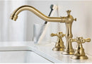 GobekUsa Brushed Gold Brass Basin Faucet | Widespread Waterfall Sink Faucet