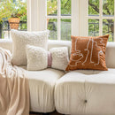 GobekUsa Geometric Embroidery Plush Cushion Cover Brown Decorative Sofa Pillow Case