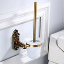 GobekUsa Bronze Carved Bath Accessories Set: Shelf, Towel Rack, Paper Holder, Toilet Brush Holder