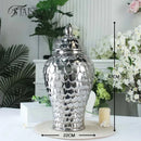 GobekUsa Geometric Golden Porcelain Jar - Home Decor Vase & Storage Tank