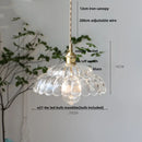 GobekUsa Amber Glass Walnut Wood LED Pendant Lamp with Copper Knob Switch