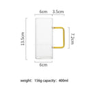 GobekUsa 400ml Square Glass Mug, Microwave Safe, Transparent, Party Beer Coffee Cup