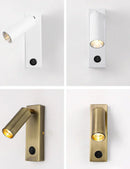 GobekUsa Black Brass LED Wall Lamp Sconce with Switch and USB Port, 3W Spotlight
