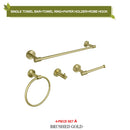GobekUsa Bathroom Accessories Set: Rose Gold Chrome Hook, Brushed Gold Towel Rack, Stainless Steel Toilet Paper Holder