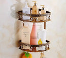 GobekUsa Bronze Carved Bath Accessories Set: Shelf, Towel Rack, Paper Holder, Toilet Brush Holder