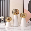 GobekUsa Gold Hammer Pattern Ceramic Vase: Creative Plant Pot for Table Decoration and Floral Arrangement