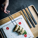 GobekUsa Japanese Style Black Alloy Chopsticks - 10 Pairs | Anti-Slip, Moisture-Proof, High Temperature Tableware
