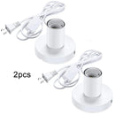GobekUsa Industrial White Table Lamp Base with Small Polished Metal Sockets and E26 Holder