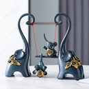 GobekUsa Elephant Family Swing Sculpture: Resin Home Decor & Gift
