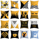 GobekUsa Geometric Deer Print Pillowcase 45x45cm - Yellow Home Decor