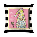GobekUsa Easter Bunny Rabbit Linen Cushion Cover 45x45cm - Flower Print Festival Pillowcase