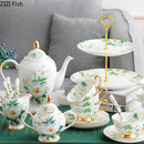 GobekUsa Green Flowers Ceramic Cup & Saucer Set for Coffee, Tea, Juice, and More