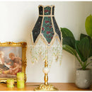 GobekUsa Little Roses Retro Table Lamp Luxury Handmade Small Lampshade Bedroom