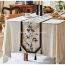 GobekUsa Bamboo Leaf Swallow Print Table Runner for Chinoiserie Chic Farmhouse Decor